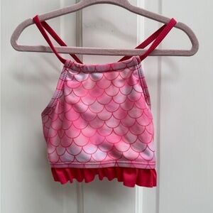 Dreamwave 3T Girls Pink Mermaid Scale Bikini Top with Ruffles